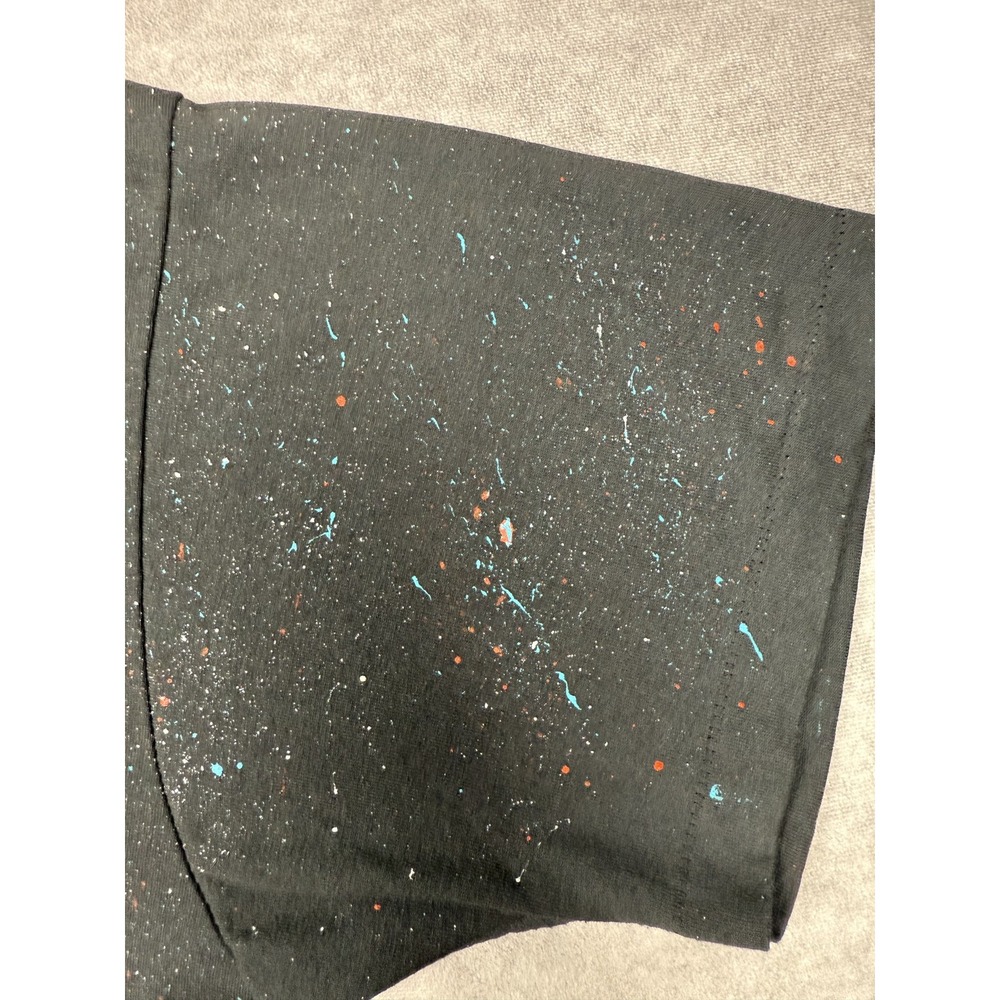 Vintage Pumpkin Scarecrow Shirt Mens XL Black Glitter Halloween Art 90s USA Tee - Picture 12 of 16